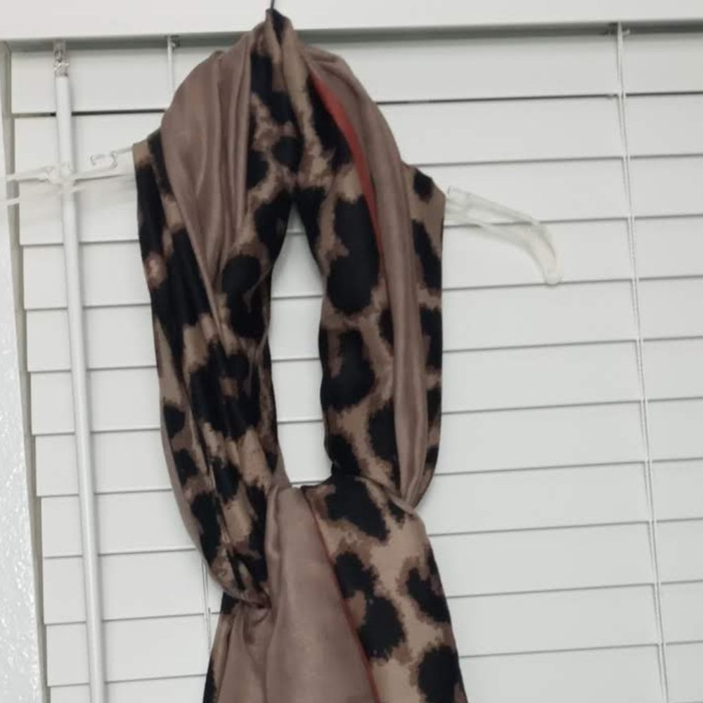 Brown and Black Leopard Pattern Scarf